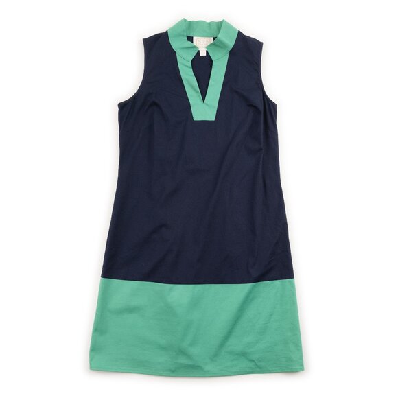 SAIL TO SABLE navy green color block v-neck tunic dress size S - Picture 2 of 8